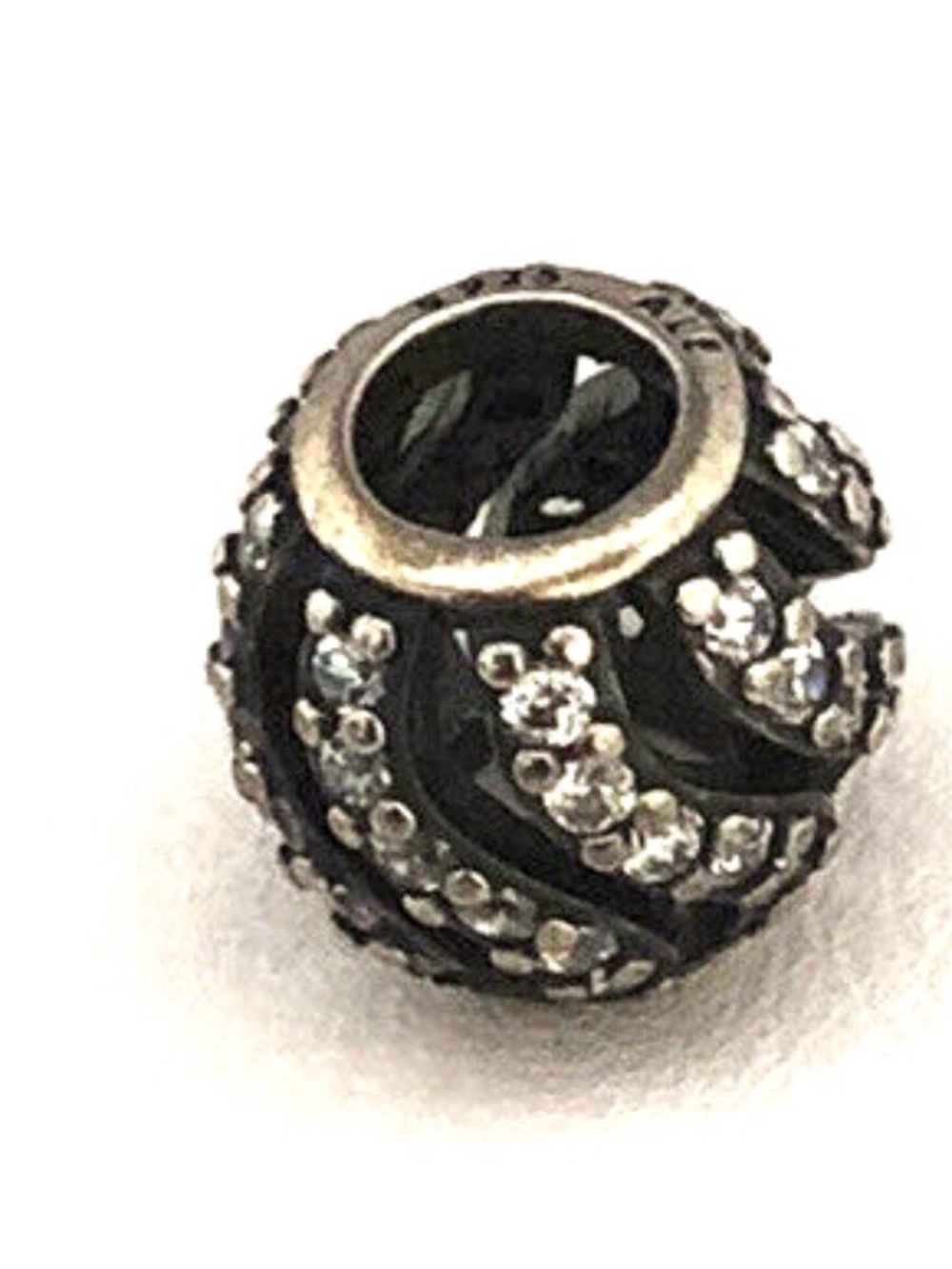 Pandora Black and Silver Winter Wisp Pave charms-Set of 2-EUC